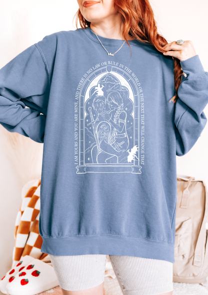 Violet comfort colors sweatshirt/ dragon book inspired/ books and dragons/ lightning wielder/ i will not die today, i will save him