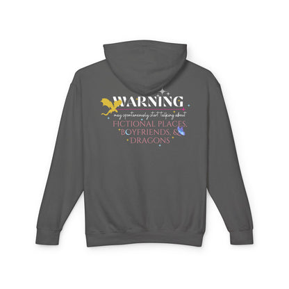 Fictional Places and Dragons Unisex Lightweight Hooded Sweatshirt, Cozy Gift for Book Lovers, Perfect for Casual Wear, Reading Nook
