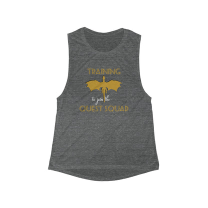 Quest Squad Training Flowy Tank, Workout Top, Fitness Tee, Dragon Lover Gift, Summer Tank, Casual Gym Wear