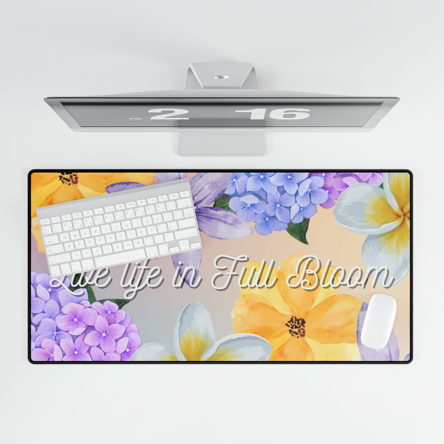 Floral Desk Mat - "Live Life in Full Bloom" - Office Decor, Work Gift, Home Office, Student Supplies, Mother's Day