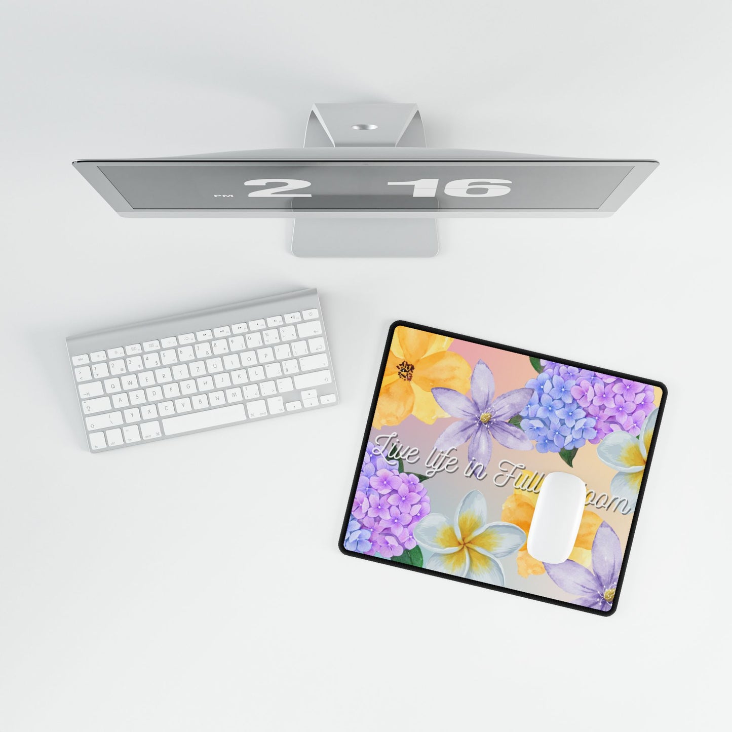 Floral Desk Mat - "Live Life in Full Bloom" - Office Decor, Work Gift, Home Office, Student Supplies, Mother's Day