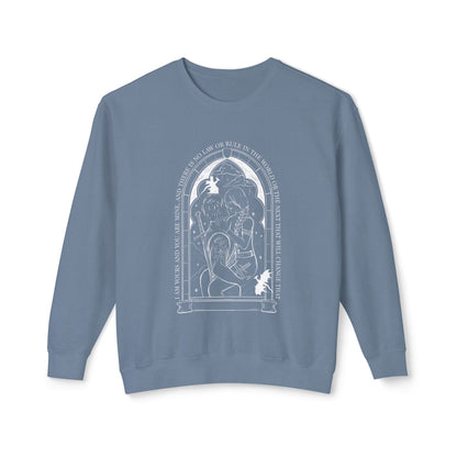 Violet comfort colors sweatshirt/ dragon book inspired/ books and dragons/ lightning wielder/ i will not die today, i will save him