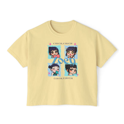 Couch Potato Women's Boxy Tee, Cute Graphic T-Shirt, Gift for Her, Casual Daywear, Anime Lover Top, Cozy Lounge Apparel