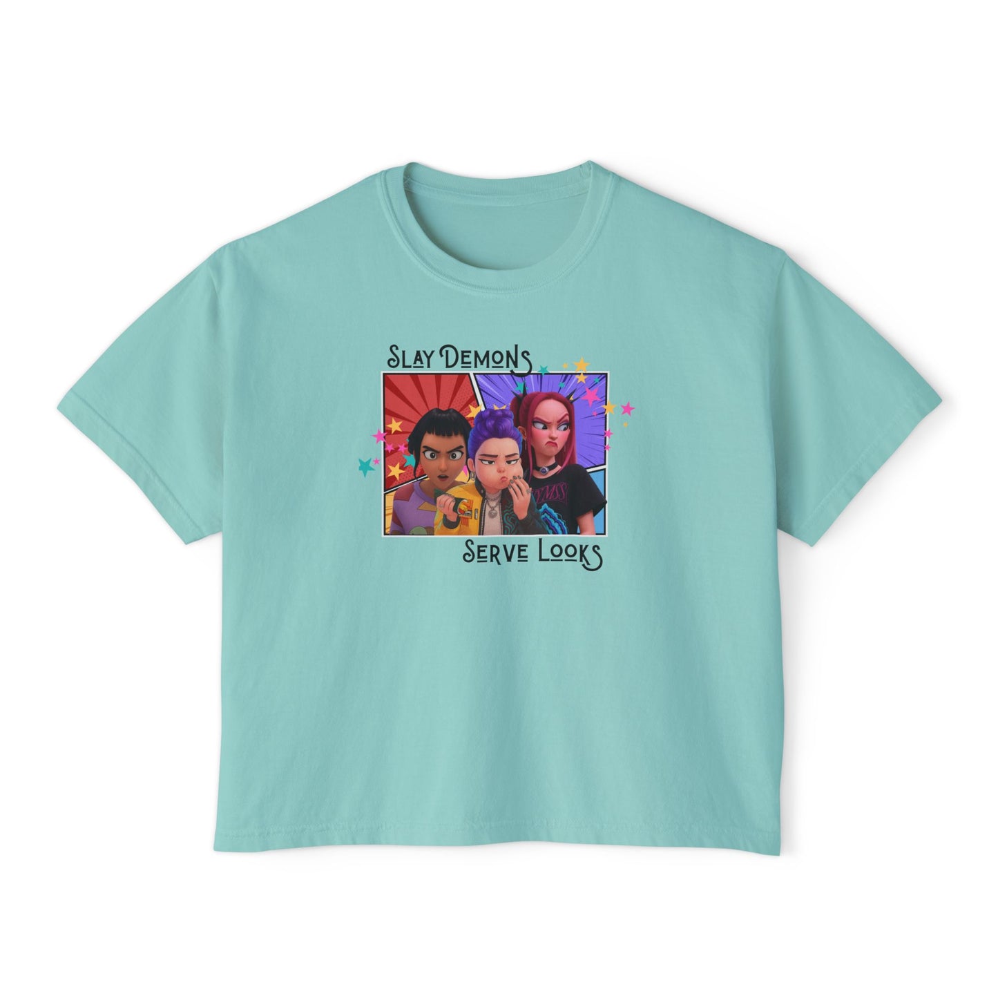 Slay Demons Boxy Tee | Women's Graphic Shirt, Casual Style, Trendy Top, Gifts for Her, Summer Fashion