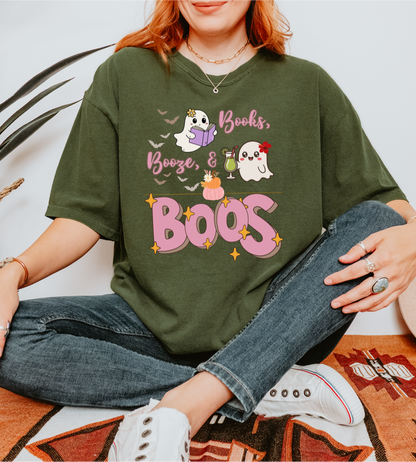 Ghostly Vibes Unisex T-Shirt - Perfect for Halloween Celebrations, Book Lovers, Cozy Nights, Casual Wear, and Festivals!