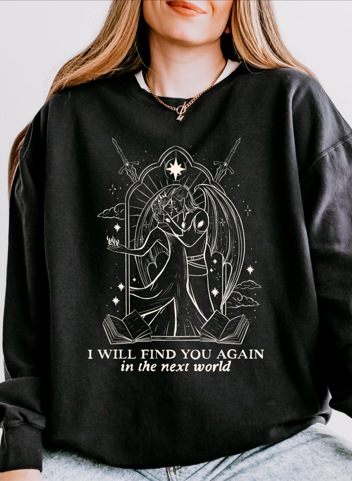 Licensed Acotar comfort colors sweatshirt/ SJM/ Cassian/ Nesta/ Lord of Bloodshed/ Lady Death/Velaris/ House of Wind/ Illyrian bloodline