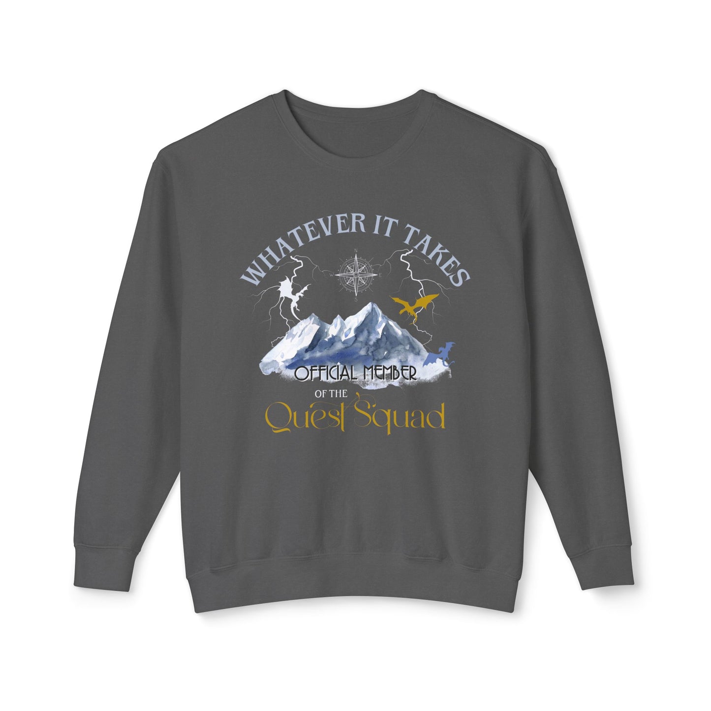 Quest Squad comfort colors sweatshirt/ dragon book inspired/ books and dragons/ lightning wielder/ ridoc quest squad/ onyx storm book