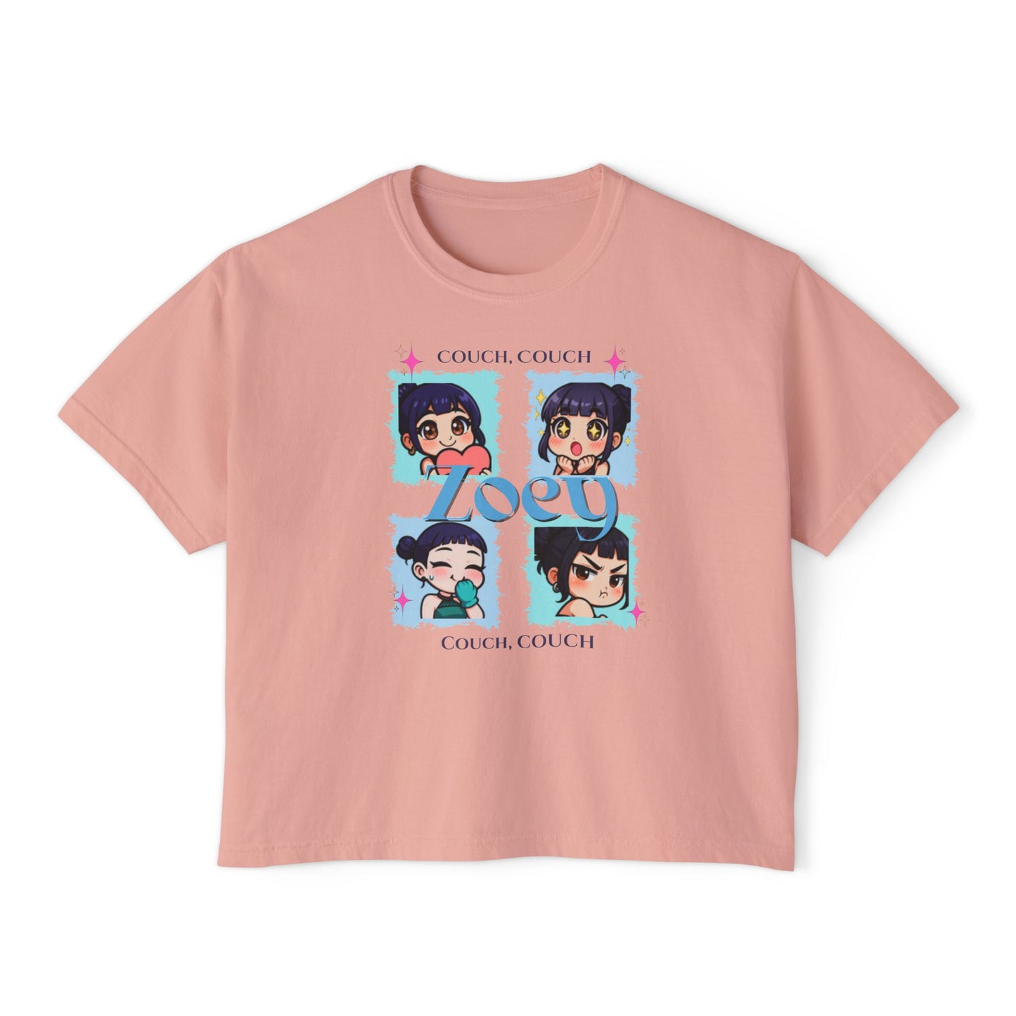 Couch Potato Women's Boxy Tee, Cute Graphic T-Shirt, Gift for Her, Casual Daywear, Anime Lover Top, Cozy Lounge Apparel