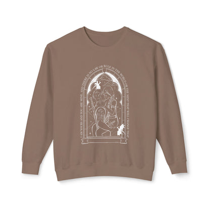 Violet comfort colors sweatshirt/ dragon book inspired/ books and dragons/ lightning wielder/ i will not die today, i will save him