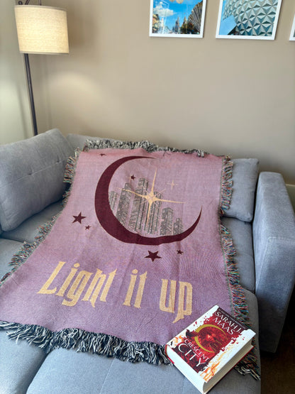 Licensed Light it up Woven Blanket/ crescent city/ Sarah j Maas / Bryce quintan
