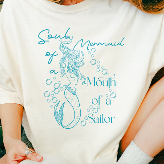 Soul of a Mermaid T-Shirt - Perfect for Beach Lovers, Nautical Vibes, Gifts for Sailors, Casual Wear, Summer Adventures