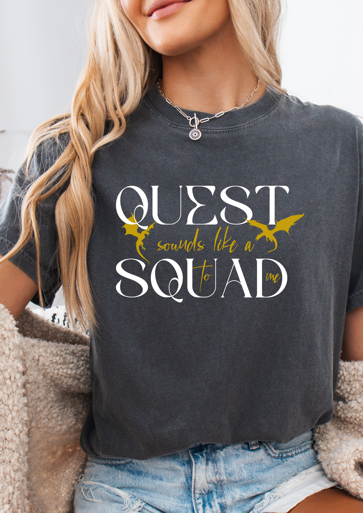 Quest Squad comfort colors shirt/ dragon book inspired/ books and dragons/ lightning wielder