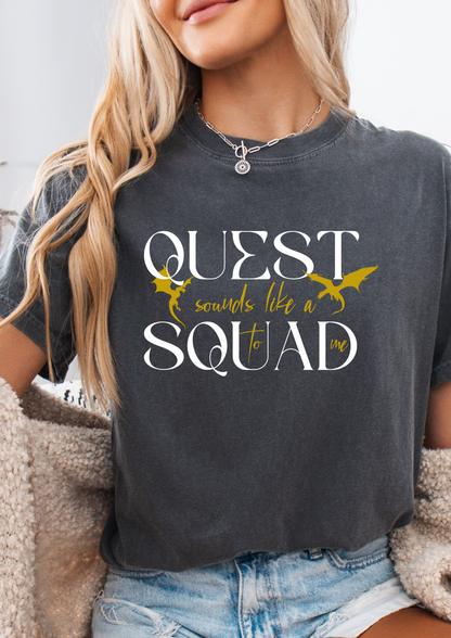 Quest Squad comfort colors shirt/ dragon book inspired/ books and dragons/ lightning wielder