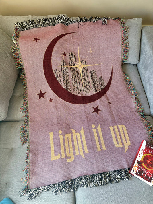 Licensed Light it up Woven Blanket/ crescent city/ Sarah j Maas / Bryce quintan