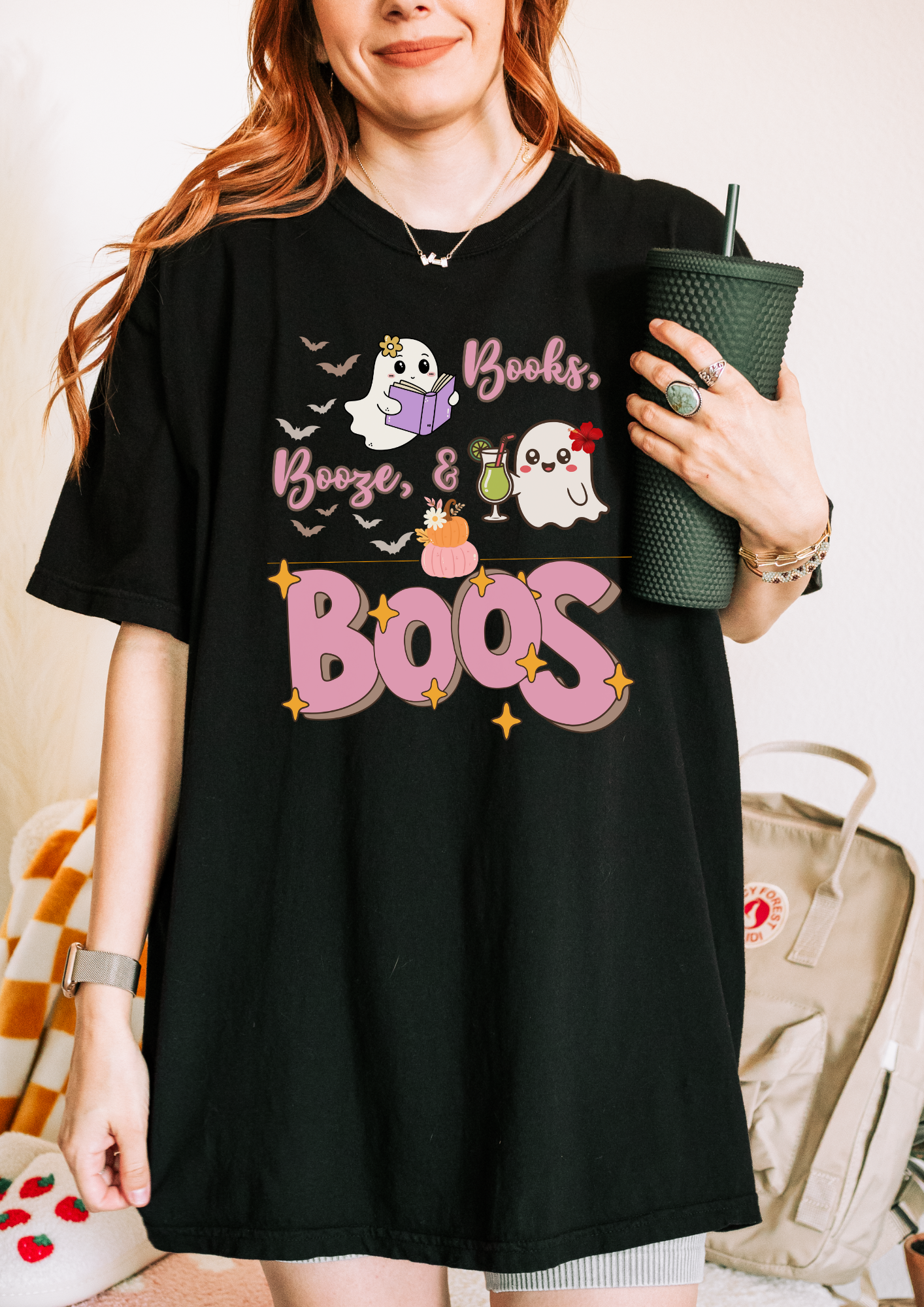 Ghostly Vibes Unisex T-Shirt - Perfect for Halloween Celebrations, Book Lovers, Cozy Nights, Casual Wear, and Festivals!