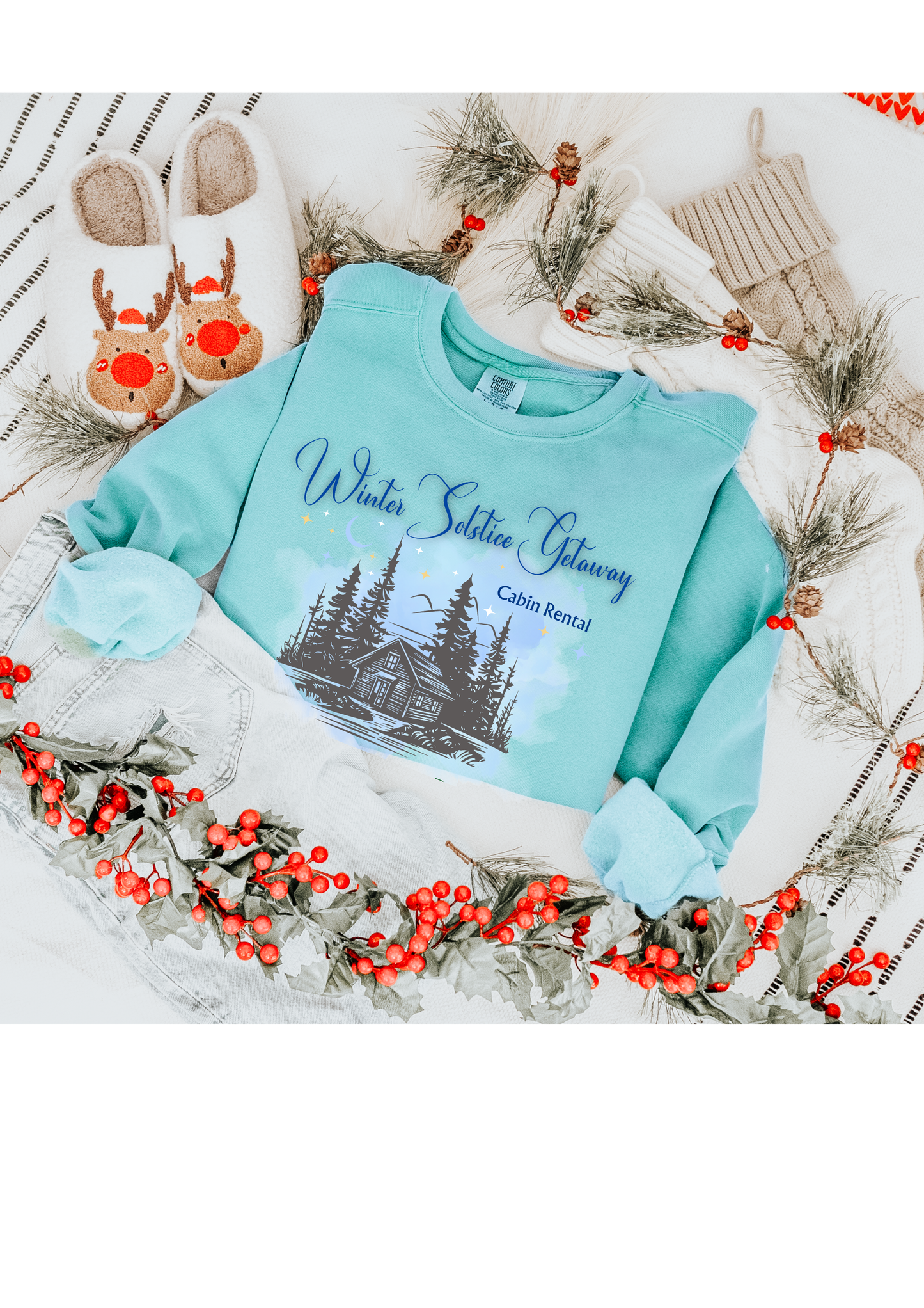 Winter Solstice Getaway Sweatshirt — Cabin Retreat Graphic Crewneck/acotar shirt / feyre/ night court