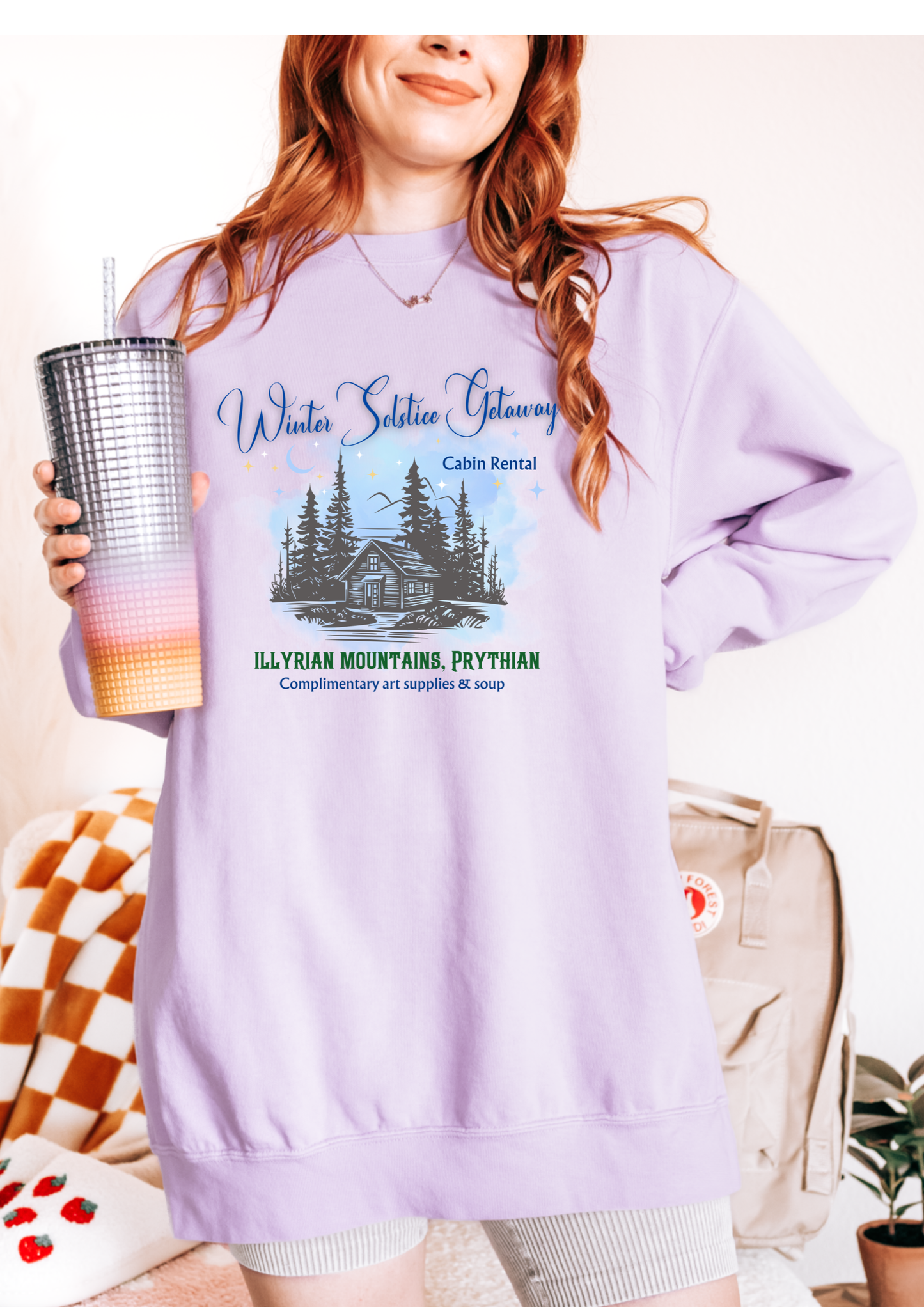Winter Solstice Getaway Sweatshirt — Cabin Retreat Graphic Crewneck/acotar shirt / feyre/ night court