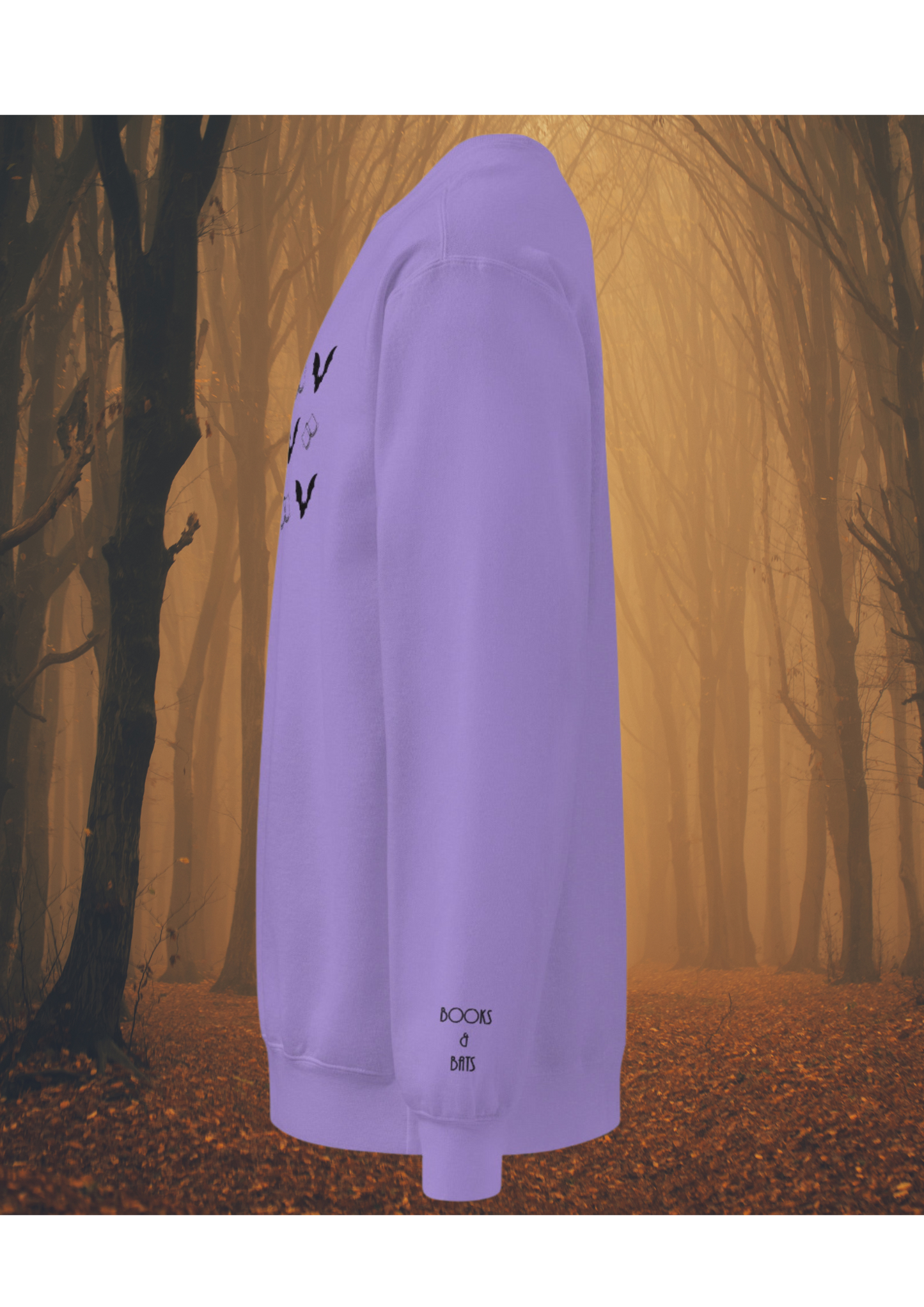 Books and Bats Spooky season sweatshirt with embroidery on sleeve / Halloween merch/ Book lover