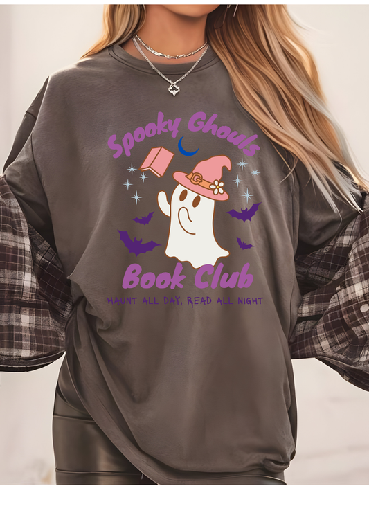 Spooky Ghouls Book Club T-shirt, Halloween Apparel, Ghost Lover Gift, Cozy Reading Tee, Fall Party Wear, Unisex Halloween Shirt