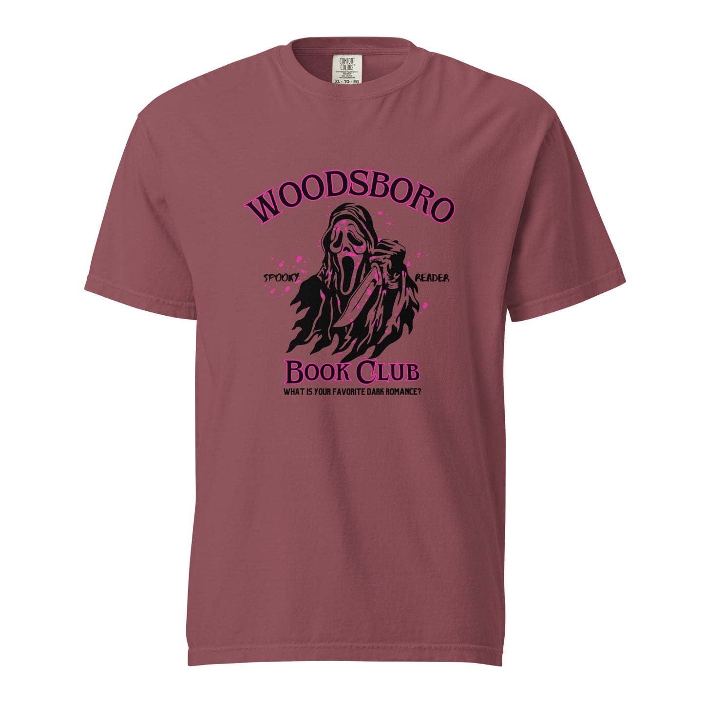 woodsboro book club comfort colors shirt / ghostface inspired shirt/ halloween shirt/ spooky season
